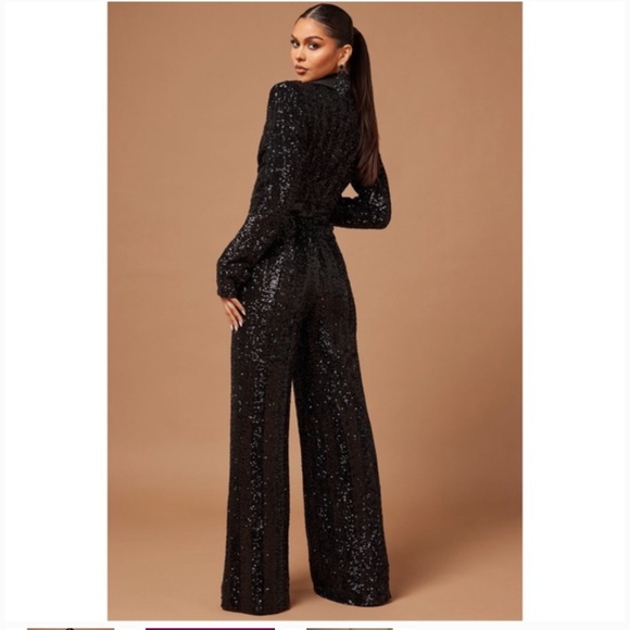 Fashion nova black sequence jumpsuit - Picture 7 of 8